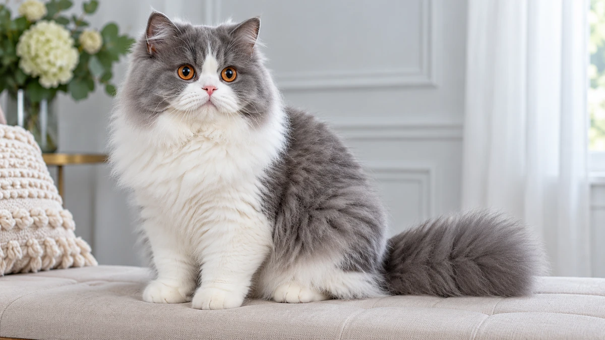 British Longhair kedi — bicolour